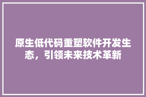 原生低代码重塑软件开发生态，引领未来技术革新