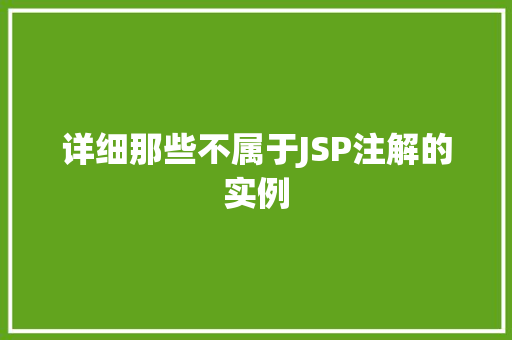 详细那些不属于JSP注解的实例