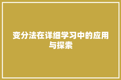 变分法在详细学习中的应用与探索
