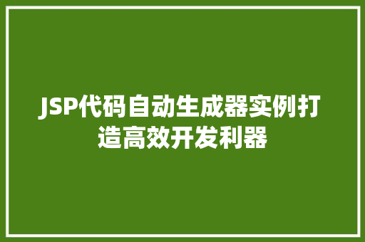 JSP代码自动生成器实例打造高效开发利器