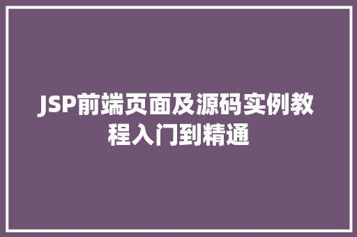 JSP前端页面及源码实例教程入门到精通