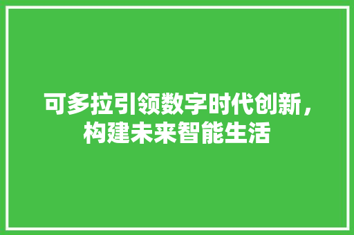 可多拉引领数字时代创新，构建未来智能生活