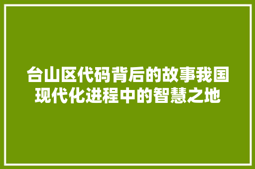台山区代码背后的故事我国现代化进程中的智慧之地