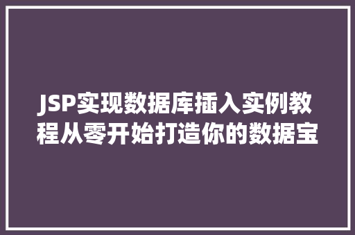 JSP实现数据库插入实例教程从零开始打造你的数据宝库