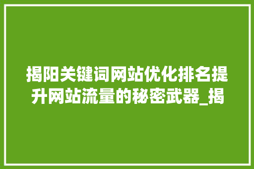 揭阳关键词网站优化排名提升网站流量的秘密武器_揭阳关键词网站优化排名  第1张