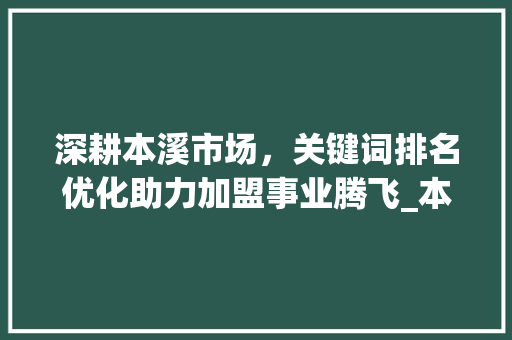 深耕本溪市场，关键词排名优化助力加盟事业腾飞_本溪关键词排名优化加盟