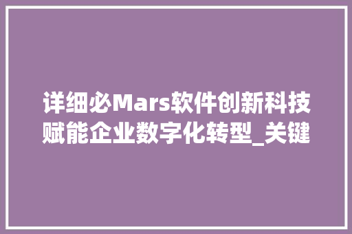 详细必Mars软件创新科技赋能企业数字化转型_关键词优化2必mars软件