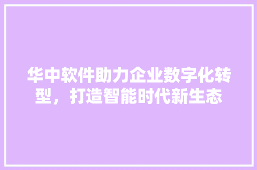 华中软件助力企业数字化转型，打造智能时代新生态  第1张