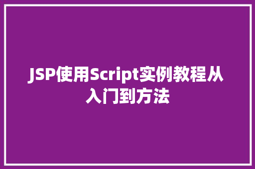 JSP使用Script实例教程从入门到方法