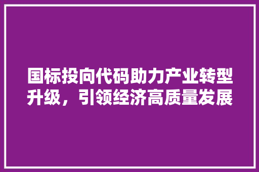 国标投向代码助力产业转型升级，引领经济高质量发展