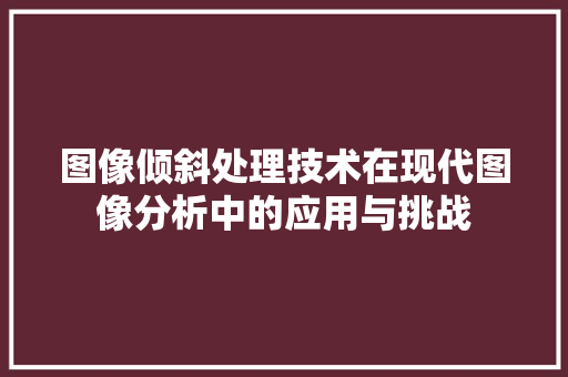 图像倾斜处理技术在现代图像分析中的应用与挑战