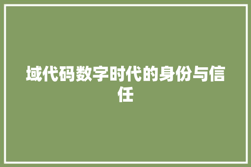 域代码数字时代的身份与信任