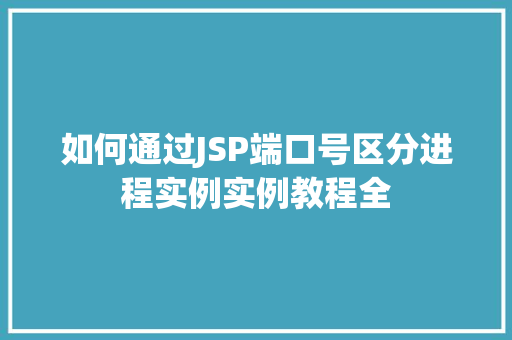 如何通过JSP端口号区分进程实例实例教程全