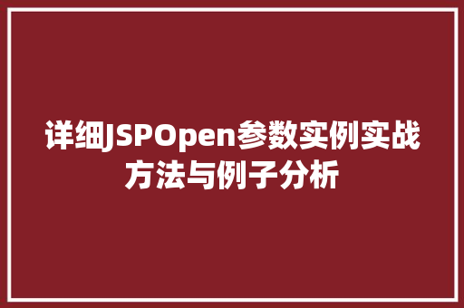 详细JSPOpen参数实例实战方法与例子分析