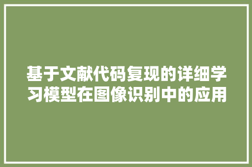 基于文献代码复现的详细学习模型在图像识别中的应用研究