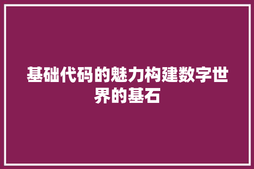 基础代码的魅力构建数字世界的基石