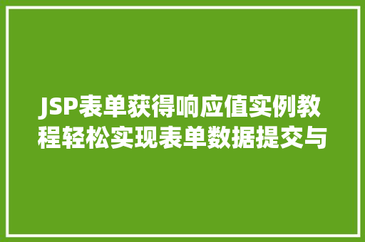 JSP表单获得响应值实例教程轻松实现表单数据提交与处理  第1张