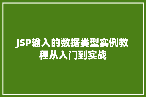 JSP输入的数据类型实例教程从入门到实战