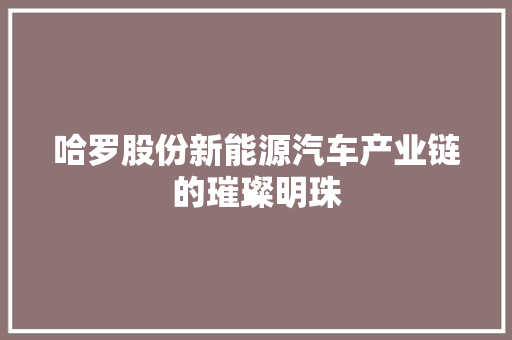哈罗股份新能源汽车产业链的璀璨明珠