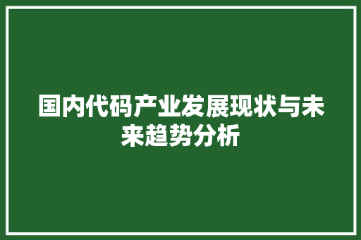 国内代码产业发展现状与未来趋势分析