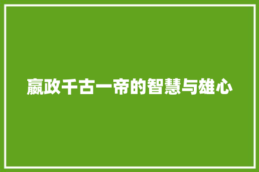 嬴政千古一帝的智慧与雄心