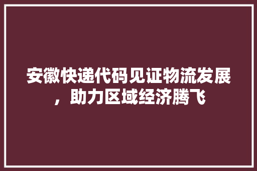 安徽快递代码见证物流发展，助力区域经济腾飞