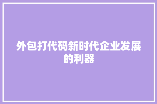 外包打代码新时代企业发展的利器