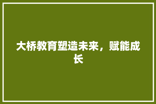 大桥教育塑造未来，赋能成长
