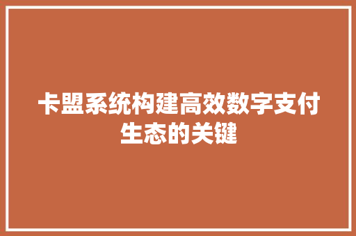 卡盟系统构建高效数字支付生态的关键