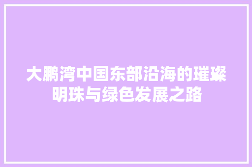 大鹏湾中国东部沿海的璀璨明珠与绿色发展之路
