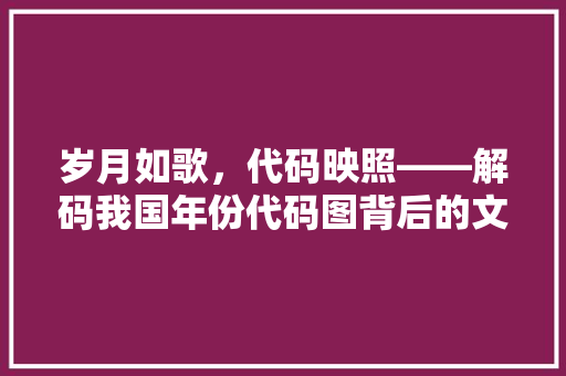 岁月如歌，代码映照——解码我国年份代码图背后的文化内涵