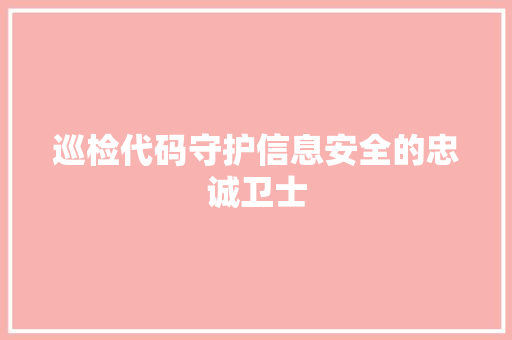 巡检代码守护信息安全的忠诚卫士