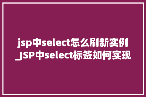 jsp中select怎么刷新实例_JSP中select标签如何实现实例刷新,实战指南  第1张