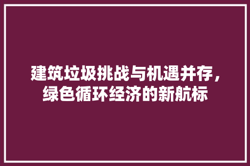 建筑垃圾挑战与机遇并存，绿色循环经济的新航标
