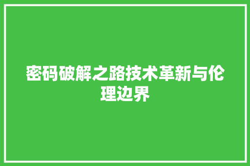 密码破解之路技术革新与伦理边界