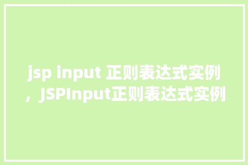 jsp input 正则表达式实例，JSPInput正则表达式实例介绍