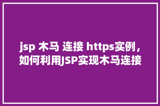 jsp 木马 连接 https实例,如何利用JSP实现木马连接到HTTPS服务器的实例分析