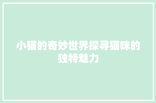 小猫的奇妙世界探寻猫咪的独特魅力