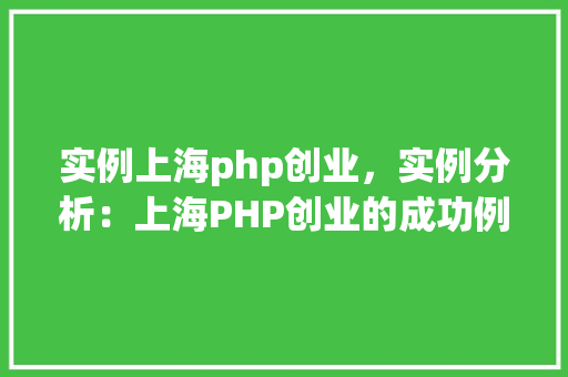 实例上海php创业，实例分析：上海PHP创业的成功例子