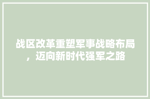 战区改革重塑军事战略布局，迈向新时代强军之路