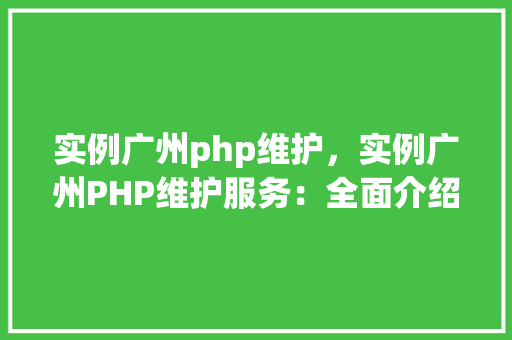 实例广州php维护，实例广州PHP维护服务：全面介绍与优化方法