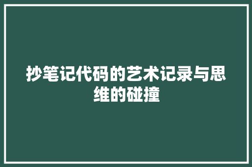 抄笔记代码的艺术记录与思维的碰撞