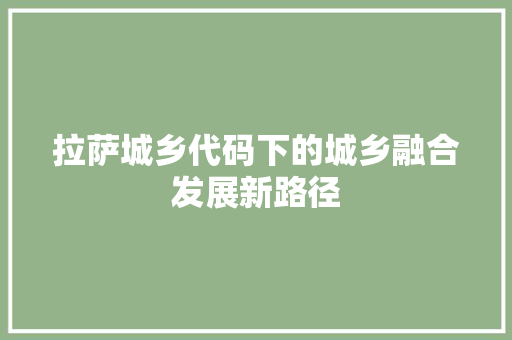 拉萨城乡代码下的城乡融合发展新路径