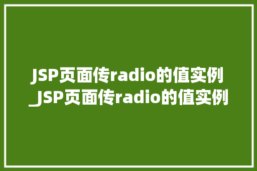 JSP页面传radio的值实例_JSP页面传radio的值实例轻松实现单选框数据传递