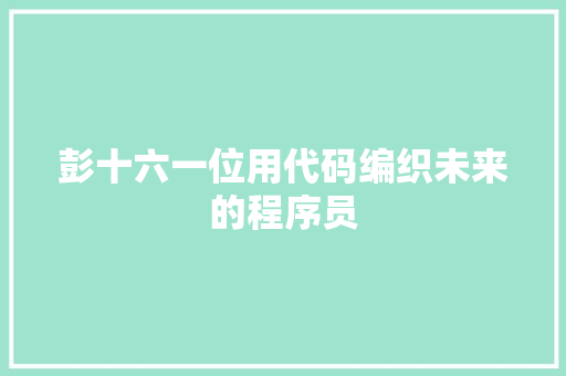 彭十六一位用代码编织未来的程序员