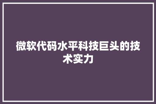 微软代码水平科技巨头的技术实力