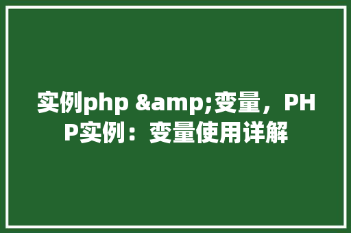 实例php &变量，PHP实例：变量使用详解
