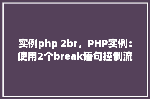 实例php 2br，PHP实例：使用2个break语句控制流程