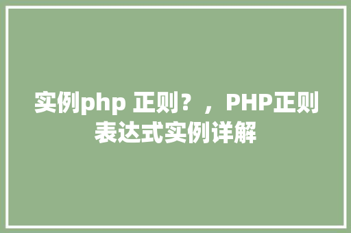 实例php 正则？，PHP正则表达式实例详解