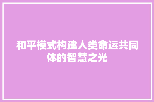 和平模式构建人类命运共同体的智慧之光